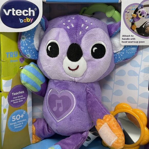 VTech Grab & Go Koala Clip On Stroller Car Toy Audio Visual Plush Infants New - Picture 3 of 8